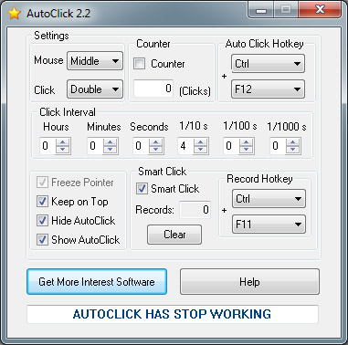 Интерфейс Autoclick 2.2